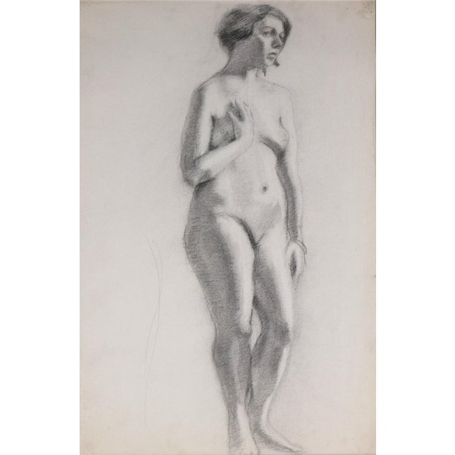 Art Deco Antique Realist Graphite Nude Female Figure Study by Anne Neumark 1928 For Sale - Image 3 of 6