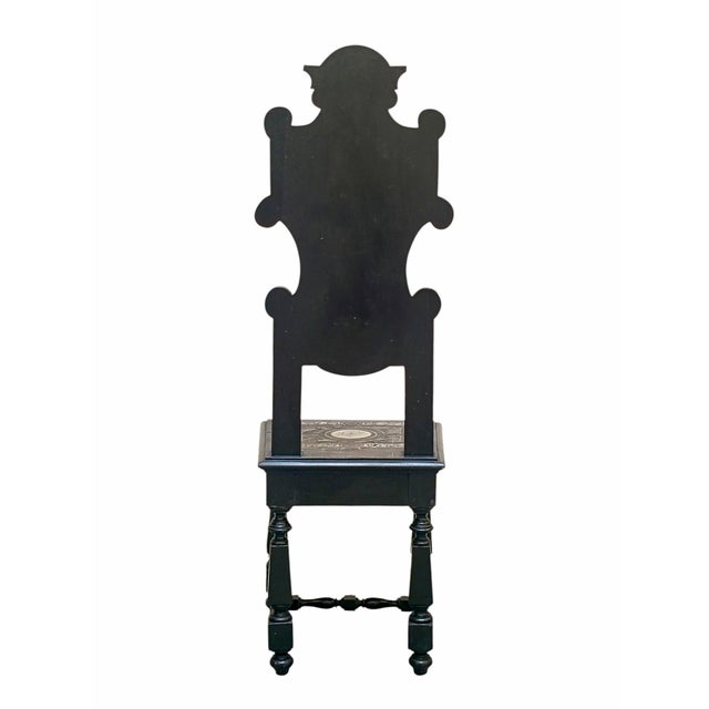 Antique Wooden Chair with Grotesque Inlays and Ivory Figures by Ferdinando Pogliani, Italy, 1890s For Sale - Image 4 of 10