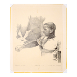 "And Search for Peace" - Rare Signed Figurative Lithograph in Ink on Paper by Eugene Hawkins