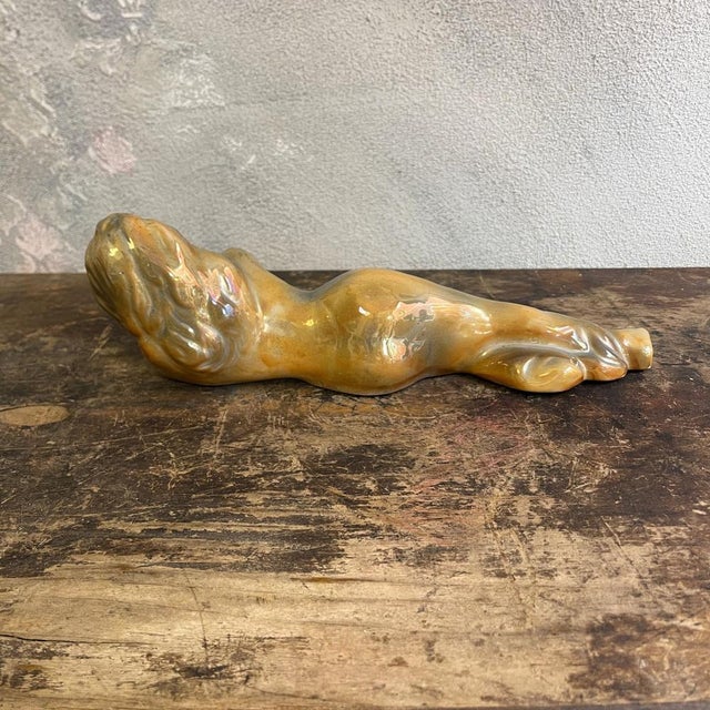 Art Deco Glazed Ceramic Shelf Figure of a Nude Female, 1930s For Sale - Image 10 of 18