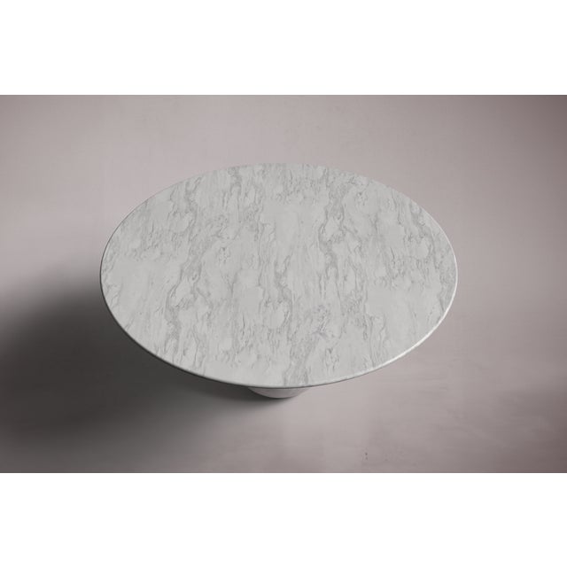 Pearl Italian Carrara Marble Round Dining Table 60" For Sale - Image 4 of 5