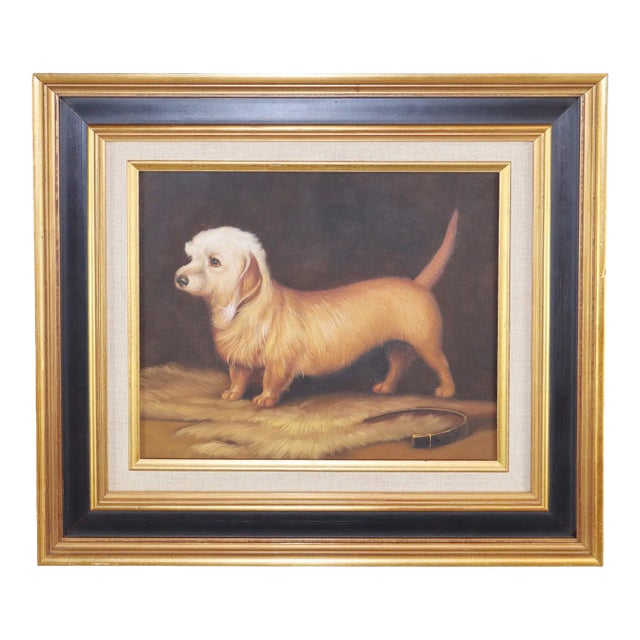 Late 20th Century Dandie Dinmont Terrier Oil Painting For Sale