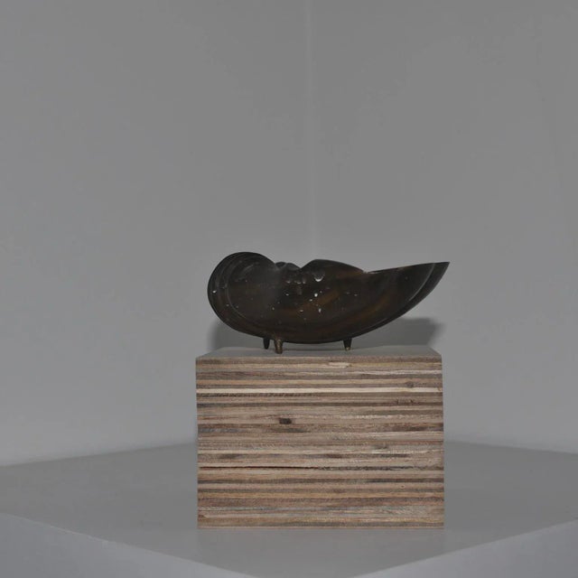 Metal Mid 20th Century French Brass Shell Dish Ashtray For Sale - Image 7 of 11