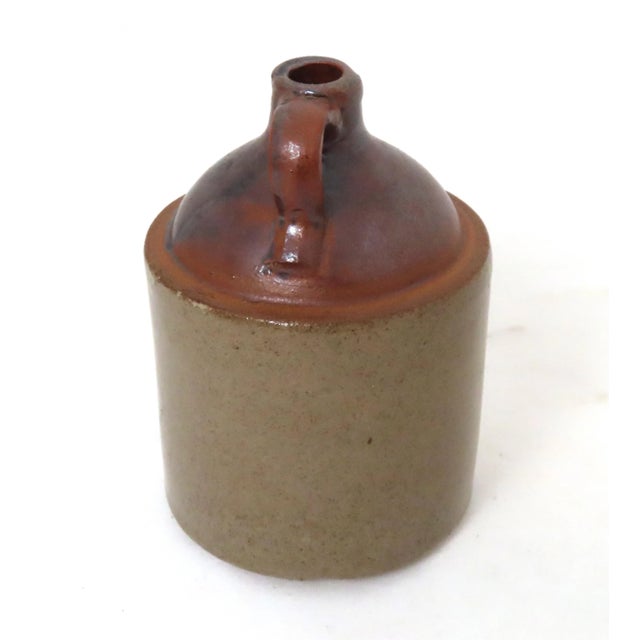 Late 19th Century Unusual Small Pint Size Antique Classic Style American Stoneware Spirits Jug For Sale - Image 5 of 13