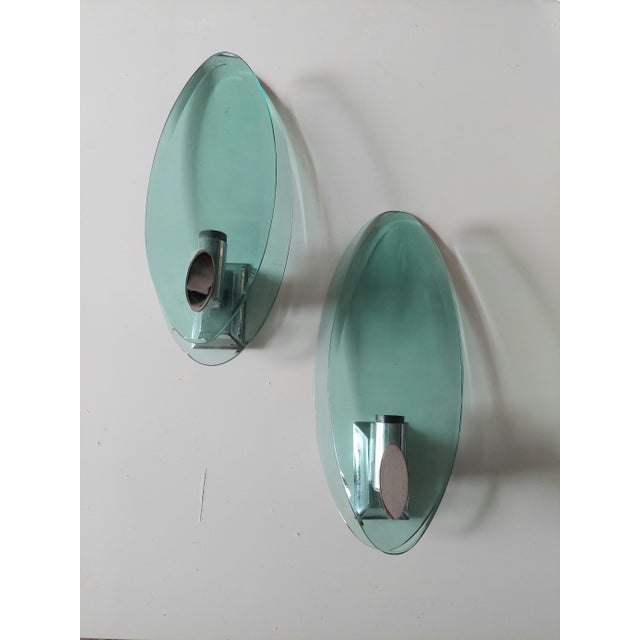 Fontana Arte Italian Glass Wall Lights from Fontana Arte, 1970s, Set of 2 For Sale - Image 4 of 12