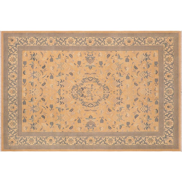 Shabby Chic Orange/Beige Wool Rug - 8'2'' X 10'1'' For Sale - Image 9 of 10