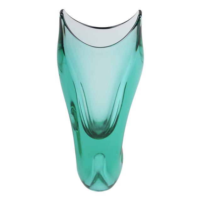 Mid-Century Vase in Thick Glass, Czech, 1950s For Sale