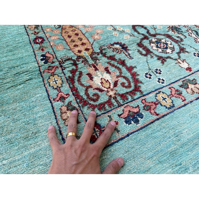 Textile Teal Oushak Hand-Knotted Wool Rug - 7'10" X 5'8" For Sale - Image 7 of 14