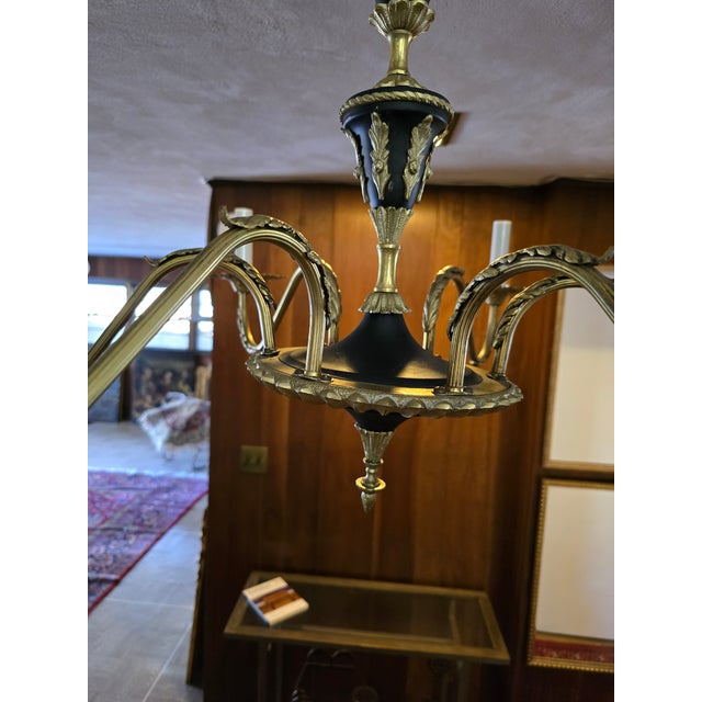 Italian Vintage Mid Century Italian Gilt Hollywood Glamour Chandelier For Sale - Image 3 of 8