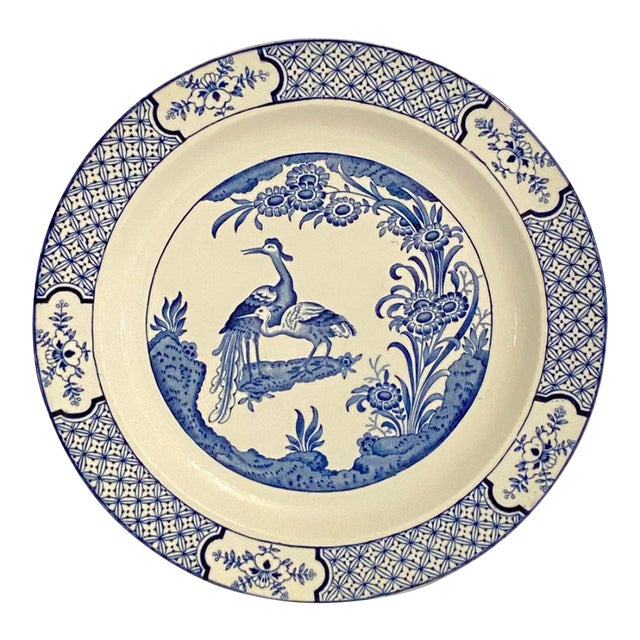 Antique Blue and White Luncheon Plate Made in England by Wood & Sons, "Yuan" Pattern For Sale