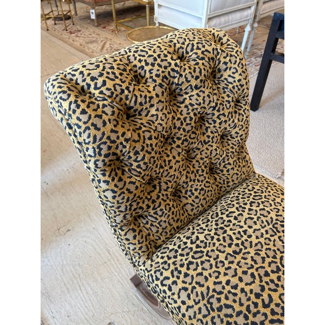 1940s Upholstered Leopard Print Chenille French Bench For Sale - Image 5 of 8
