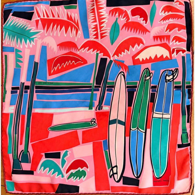 Hermès HERMES SEA, SURF and Fun Jardim Filipe 2018 Gavroche Silk Scarf For Sale - Image 4 of 8