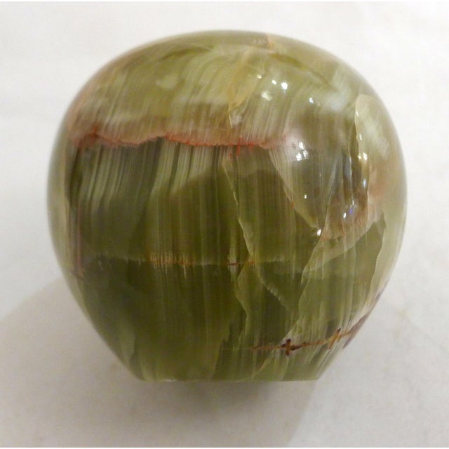Gold Apple Paperweight in Onyx with Gilded Brass Stem, 1960s For Sale - Image 8 of 11