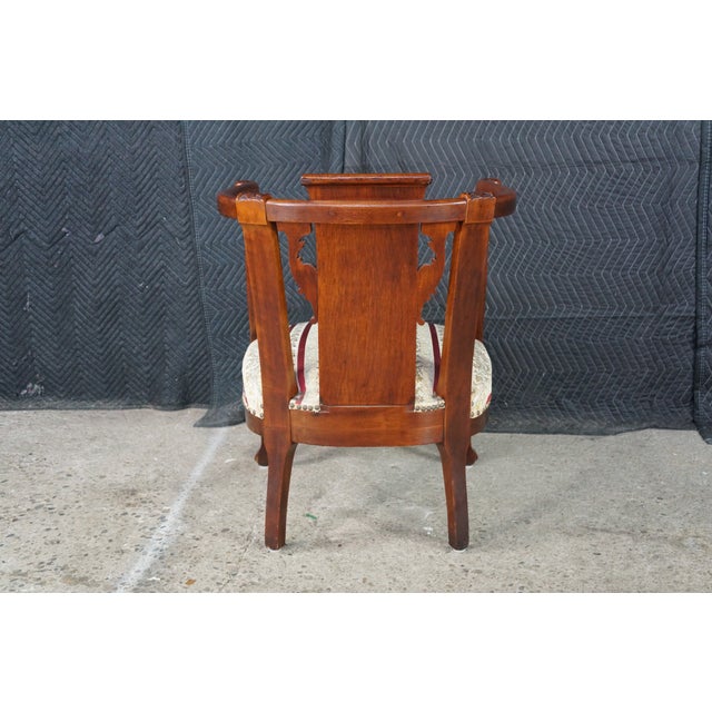 Wood Antique 19th Century Mahogany Regency Empire Horseshoe Library Parlor Arm Chair For Sale - Image 7 of 18