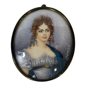 Antique Hand-Painted Portrait Miniature of Princess Dolgorukova – 19th Century, Signed