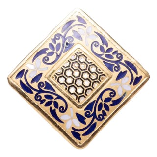 18k Gold and Enamel Signet Ring For Sale