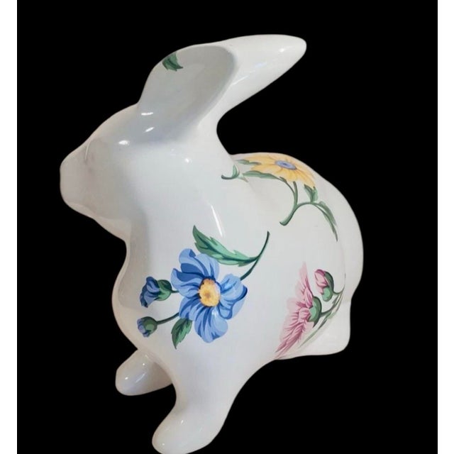Tiffany and Co. Tiffany & Co Sintra Rabbit Bunny Figure Features Hand-Painted Flowers Vintage Porcelain For Sale - Image 4 of 4