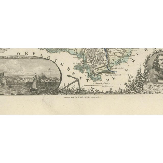 19th Century Antique Map of Seine-Inférieure with Le Havre and Corneille, 1860 For Sale - Image 5 of 12