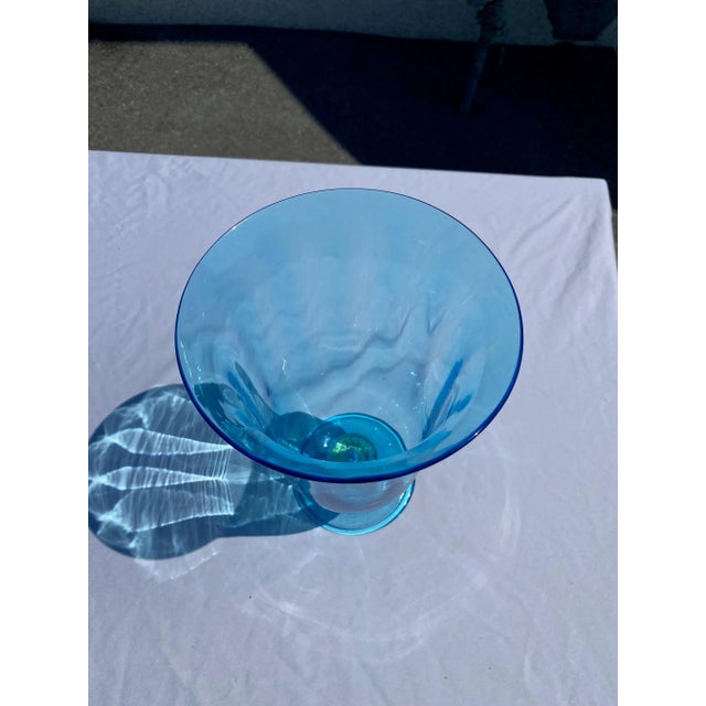 Mid 20th Century Vintage Mid 20th Century Aqua Glass Footed Vase For Sale - Image 5 of 8