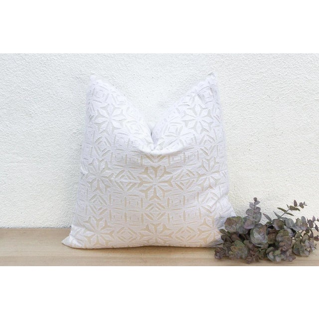 White Biscotti Euro Applique Pillow Cover For Sale - Image 8 of 8
