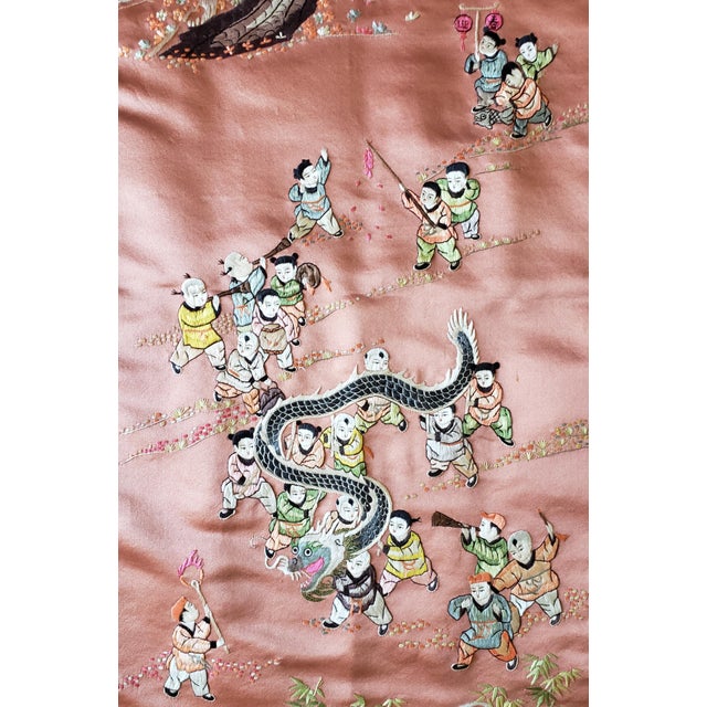 Mid-Century Chinese Gold Couched Silk Embroidery Panel - Santa Barbara Estate For Sale In Los Angeles - Image 6 of 8