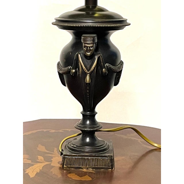 Metal Antique Brass Fabric Shade Cherub Table Lamp, 1930s For Sale - Image 7 of 11