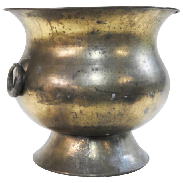1900s Vintage Italian Hammered Brass Planter For Sale - Image 9 of 9
