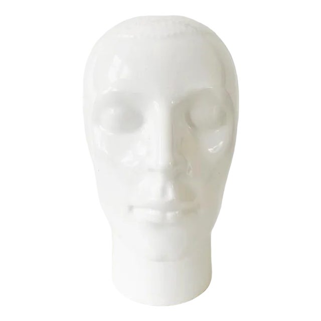 White Glazed Earthenware Head from Royal Delft 1970s For Sale