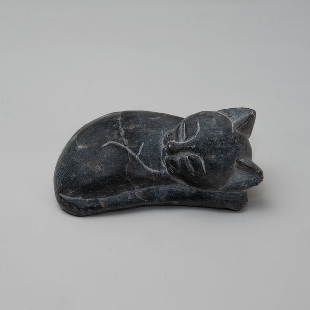 Cutest Tian Jin Stone & Wood hand carving from river stone. Imagine this kitty dreaming on your coffee table, working in...