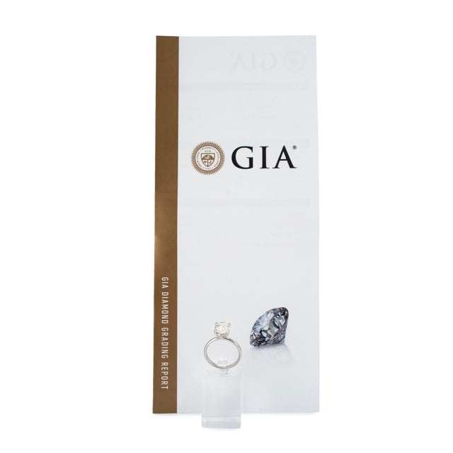 Silver 14k White Gold Gia 3.02ct Oval Cut Natural Diamond Solitaire Engagement Ring, Size 6.5 For Sale - Image 8 of 9