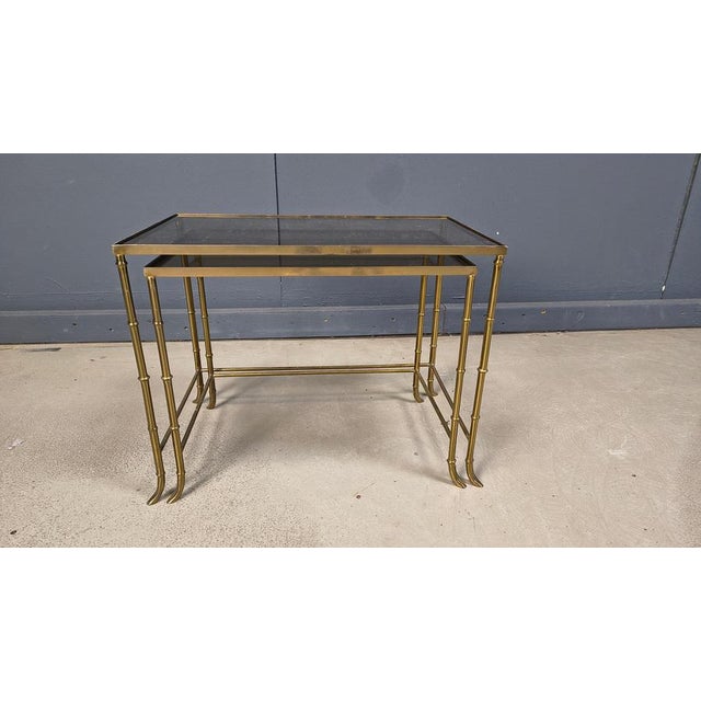 Brass Faux Bamboo Nesting Tables, 1960s, Set of 2 For Sale - Image 11 of 12