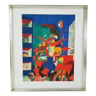 Bent Karl Jacobsen, Surrealist Composition, 1970s, Mixed Media on Paper For Sale