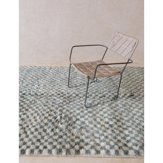 2020s Checkered Sage Green Moroccan Wool Rug - 9.1 X 5.8 Ft For Sale - Image 5 of 10