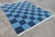 Mid-Century Modern Handmade Vegetable Dyed Woolen Checked Pattern Rug Sky Blue and Navy Blue - 8x10 For Sale - Image 3 of 8