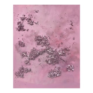 Dimensional Textured Abstract Painting in Dusty Rose by Covet Studio For Sale