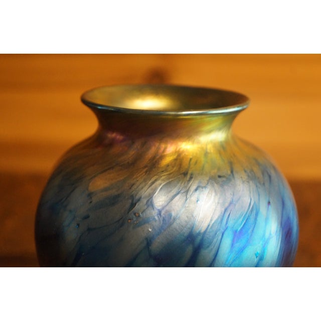 Late 1900s Lundberg Art Glass Iridescent Vase For Sale - Image 9 of 13