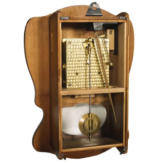 1920s Art Deco Pendulum Wall Clock in Lacquered Wood Case, 1920s For Sale - Image 5 of 7