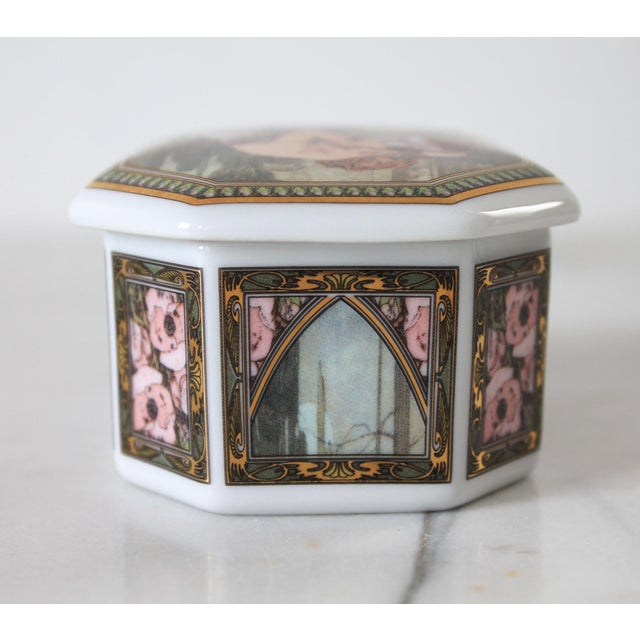 Vintage Goebel Artis Orbis Mucha 'Night's Rest' Miniature Vase & Trinket Box German Goebel Collection For Sale - Image 9 of 15