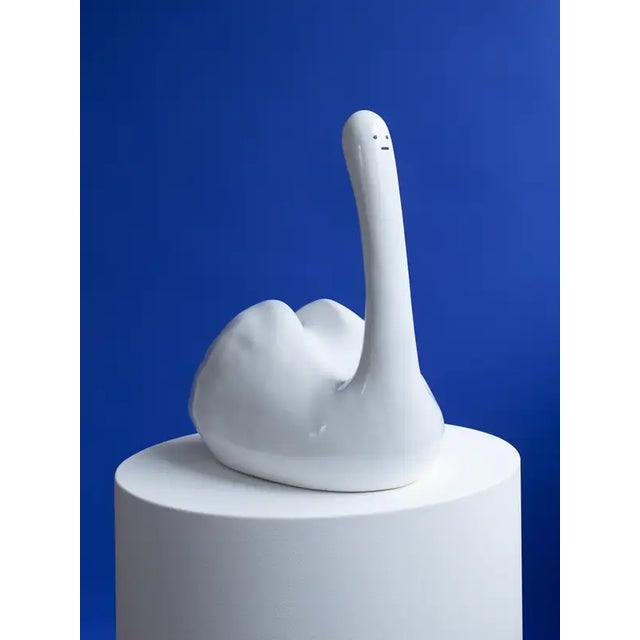 David Shrigley Swan thing 2023 Glazed ceramic with hand-drawn face Hand signed and numbered by the artist, from an edition...
