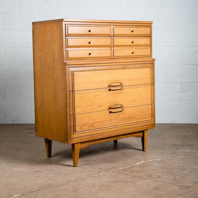 1960s La Period Furniture Mid Century Modern Solid Wood 5 Drawers Ash