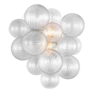 Julie Neill for Visual Comfort Signature Talia Medium Sconce in Plaster White with Clear Swirled Glass For Sale