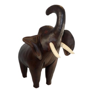Handmade Leather Elephant Footstool For Sale