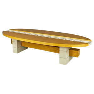 Italian Modern Wood and Glass Coffee Table with Bottle Rack by Goffredo Reggiani, 1980s