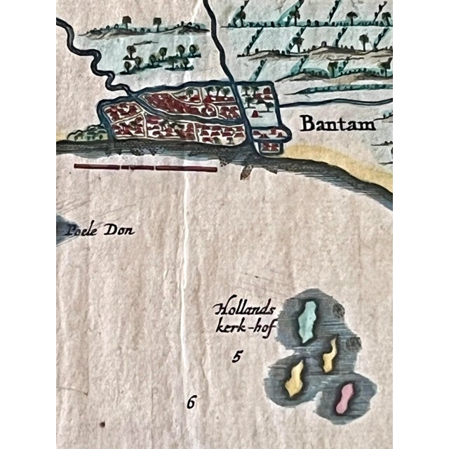 Antique Framed Map La Rade De Bantam by Pierre Vander (Dutch Cartographer Pieter Van Der Aa) C1720 For Sale - Image 4 of 7