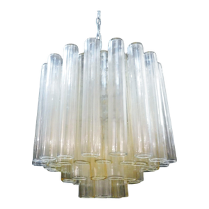 1960s Clear and Yellow Murano Tubes Chandelier