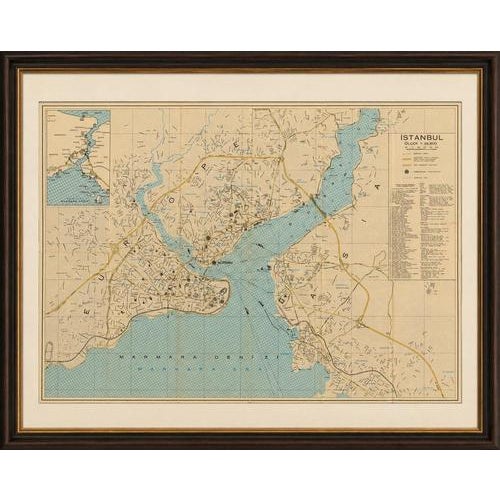 Title: Vintage Tourist Map of Istanbul (Constantinople), Bosphorus & Marmara Sea, c.1950 : A highly decorative and...