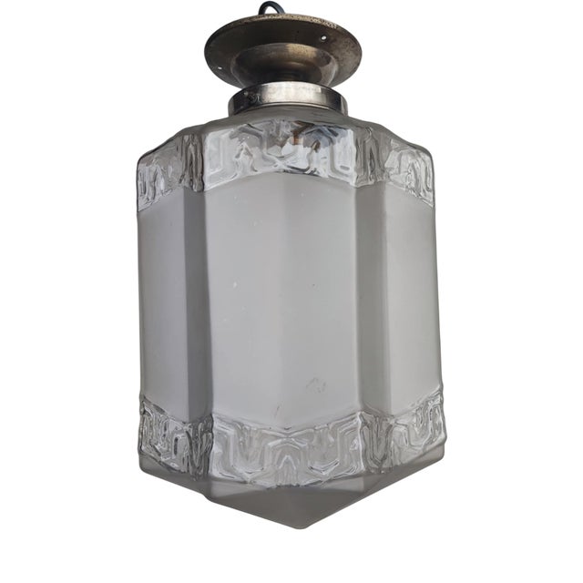 Art Deco Brass Ceiling Lamp, 1920s For Sale