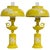 Mid Century Metal Lanterns Painted Yellow Table Lamps - A Pair For Sale - Image 9 of 9