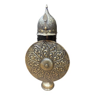 Handmade Turkish Brass Helmet and Shield Display Set For Sale