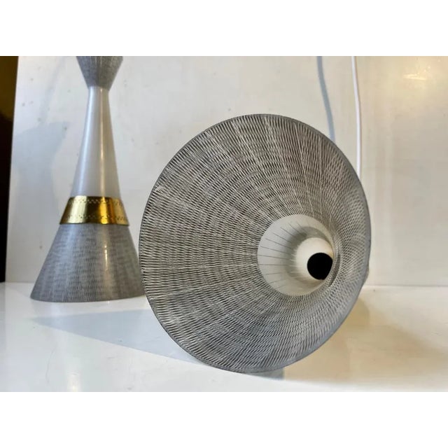 1950s Mid-Century Modern Italian Glass and Brass Pendant Lights from Stilnovo, 1950s, Set of 2 For Sale - Image 5 of 12